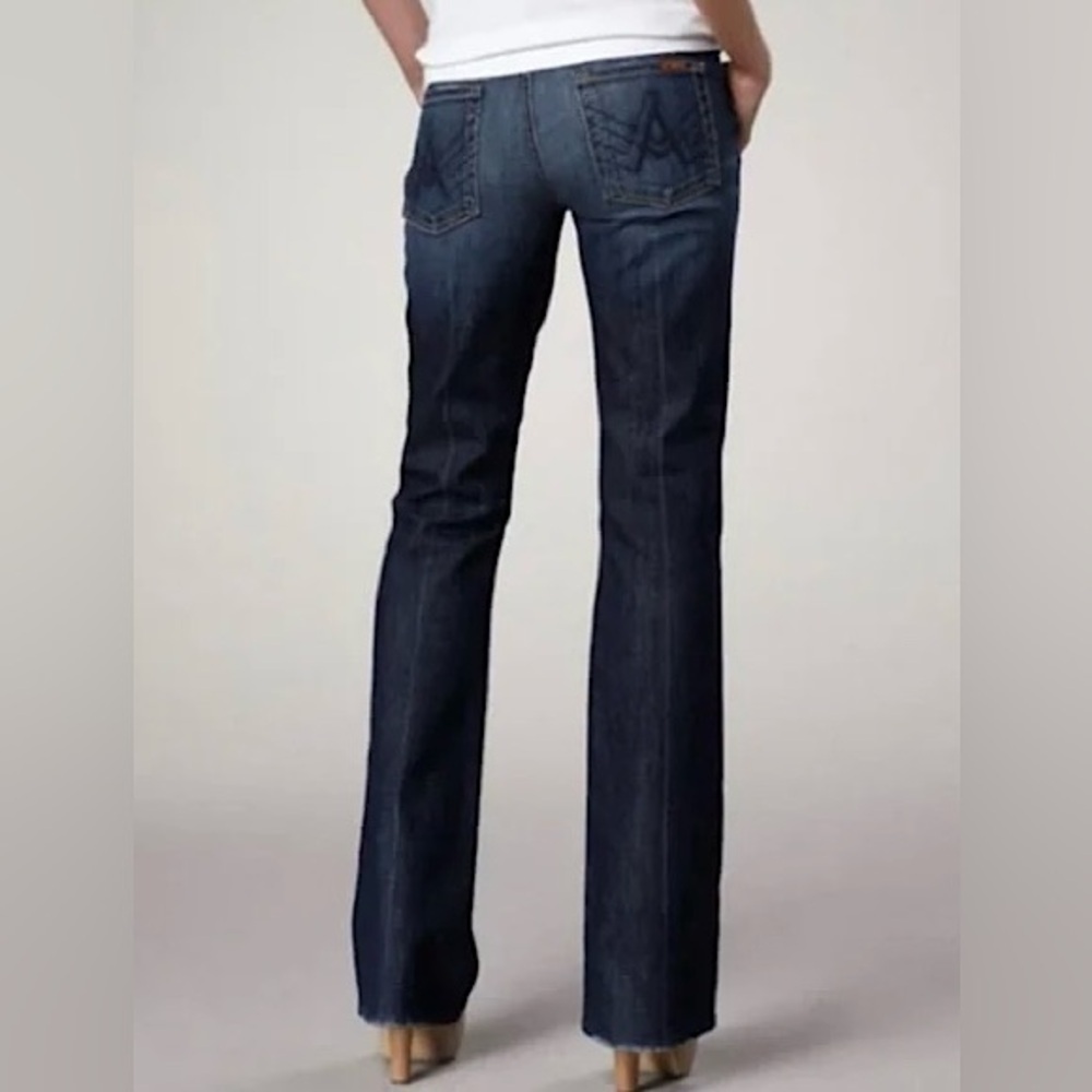 7 For All Mankind Women’s A Pocket Rhinestone Dark Wash Flare Jeans Size 29